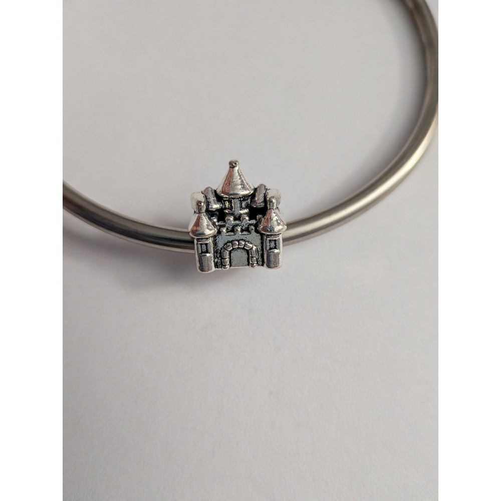 Silver Tone Castle Charm Bead for European Style Bracelets Fairytale Theme